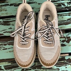 Hey Girl by Corky Women's White and Tan Lace-Up Sneakers